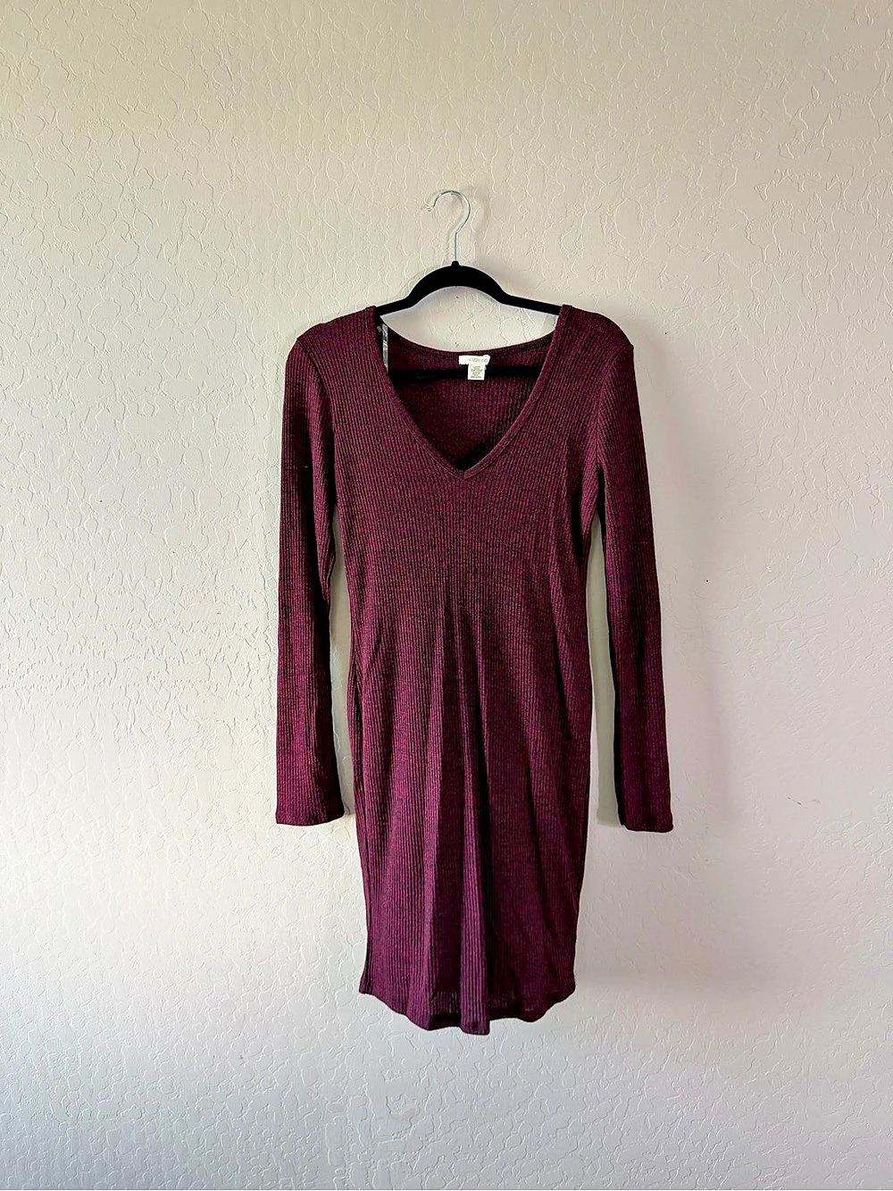 Bozzolo Long Sleeve V-Neck Dress in Purple Size Large